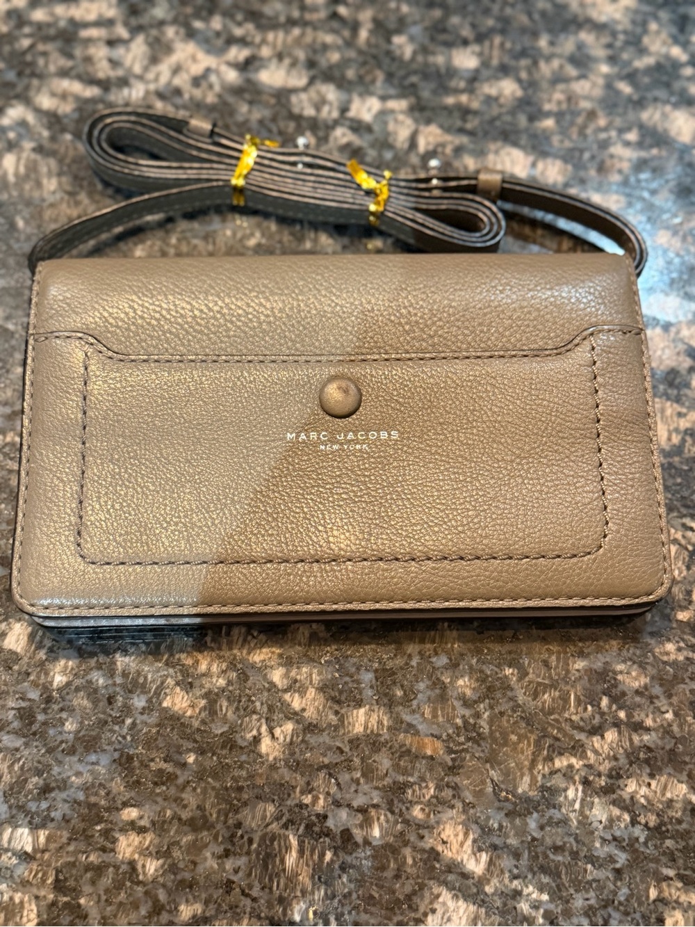 Marc Jacobs Taupe Leather Crossbody Wallet